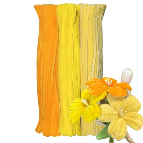 Harmoso 300pcs Yellow Pipe Cleaners Bulk - Fluffy Craft Pipe Cleaners for Arts & Crafts Ideal for Making Flowers Animals & Decorations (12 x 0.26 inches)