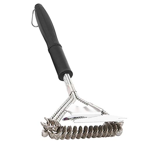 Escova de grelha e raspador de aço inoxidável BESPORTBLE, escova de limpeza de churrasco, limpador d