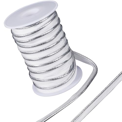 GORGECRAFT 22 Yards Silver Piping Trim with Metallic Lip Welting 0.47 Inch Wide Bias Tape Cord Edge Trim Ribbon for Sewing Clothing Pillows Lamps Draperies Home Decor Upholstery
