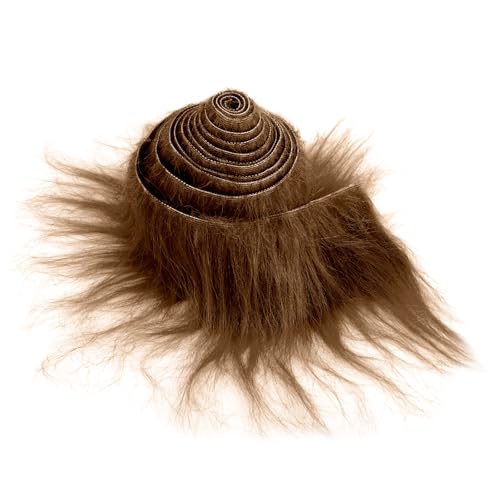 Furry Faux Precut Strips Fellimitat 5 x 180 cm Kunstfell Basteln Meterware Fell Stoff Flauschiges Plüsch Bastelfell für Zwergenbart Weihnachtsmann Haar Wichtel Cosplay DIY Basteldekoration (Hellbraun)