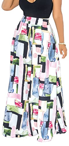 Wide Leg Pants for Women Casual Colorful Printed High Waist Palazzo Lounge Pants Loose Fit Trousers with Pockets