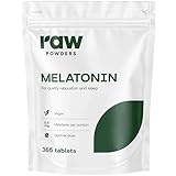 Melatonin 1mg pro Tablette – 365 Tabletten - 2-Jahresvorrat (½ Tabl. täglich - 0,5mg) – Mini-Tabl., vegan Melatonin Tableten – Laborgeprüft – Raw Powders