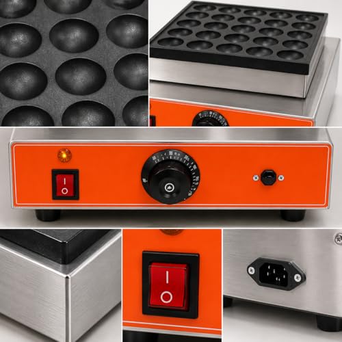 Image of Commercial Mini Pancake Maker, Electric Dutch Pancake Machine with Multi Cavity Plate, Fast Heating Baker for Cafe Restaurant
