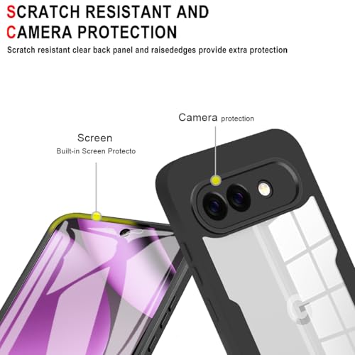 YUXING Funda Protectora 360 para Google Pixel 10A, con Protector de Pantalla Integrado, Resistente a Golpes y arañazos, Cubierta Trasera Transparente-Purple - imagen 6