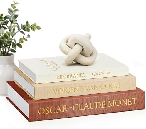 JARLINK Aesthetic Decorative Books, Set of 3 ...