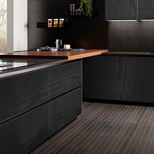 seonta Black Contact Paper 24"x200" Wood Peel and Stick Wallpaper Waterproof Self Adhesive Wall Paper Cover Vinyl Wrap for Countertop Desk Table Cabinets — view 3