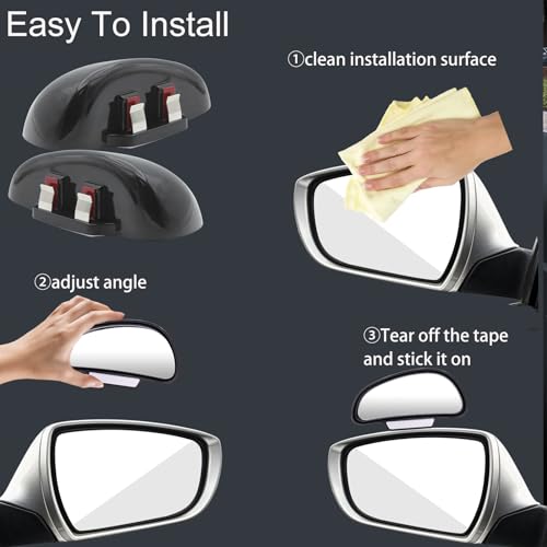 Image of Blind Spot Mirror Adjustable 360 Degree Car Side Mirror, HD Glass Rear View Exterior Accessories Frame Thickness Less than 5MM for Car SUV (single mirror left+right)