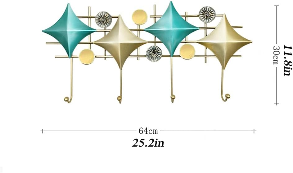 Wall Mounted Coat Rack Modern Creative Wall Hanging Coat Rack Bedroom Living Room Corridor Decoration Pendant Household Metal Floating Hanger with 5 Hooks Storage Benches ( Color : Brass ) (Brass )