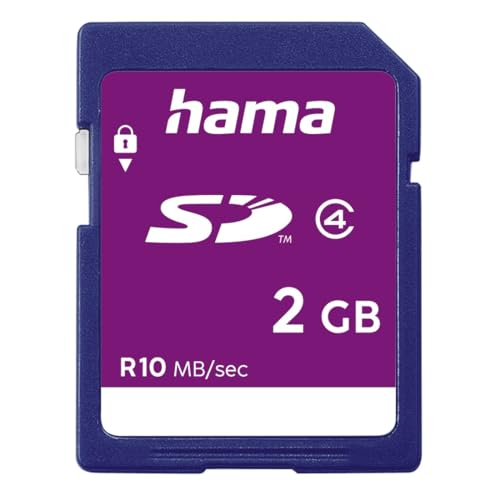 Hama Speicherkarte SD 2GB (SD-2.0 Standard, Class 4, Datensicherheit dank mechanischem Schreibschutz, Beschriftungsfeld)