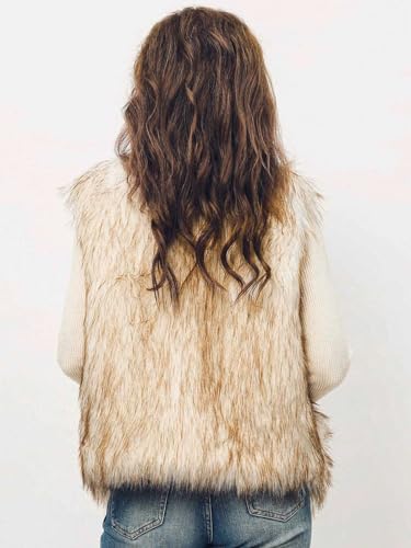 Aukmla Women'S Faux Fur Vest Short Sleeveless Coat Jacket Winter Warm Waistcoat Outwear For Spring Autumn And Winter  thumb #1