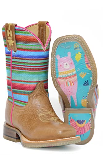 Tin Haul Girls' Llama Queen Serape Western Boot Square Toe Brown 7 D(M) US2
