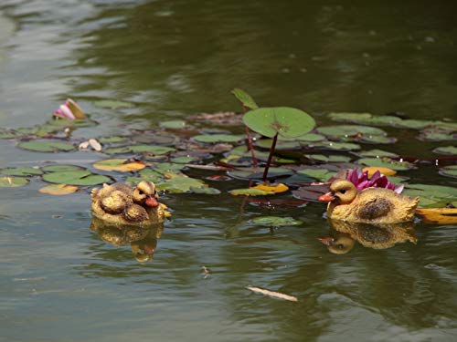Floating Resin Duck Figurine Pond Décor Garden Lawn Patio Outdoor Statue Black Yellow (Set Of 2) #TOP5