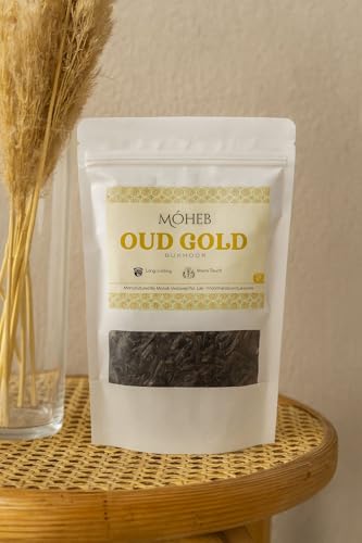 Image of Moheb Bukhur 25 Gram Arabic Fragrance Pouch | Long Lasting & Non-Toxic Bakhoor for Home, Office, Temple, Mosque | Use with Charcoal (Oud Gold)