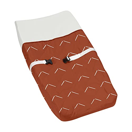 Image of Sweet Jojo Designs Boho Arrow Boy Girl Baby Nursery Changing Pad Cover - Ivory Burnt Orange Rust Off White Farmhouse Southwest Shabby Chic Designer Chevron Neutral Bohemian Diamond Tuft Collection
