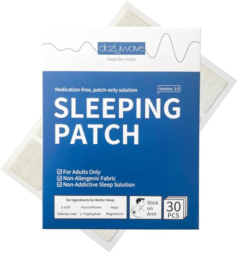 Dozywave Sleep Patches 30 Patches for Adults with 5-HTP, Passionflower, Medication-Free Patch-only Solution V3.0