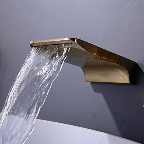 Robinet de baignoire cascade or brossé pour espace spa moderne