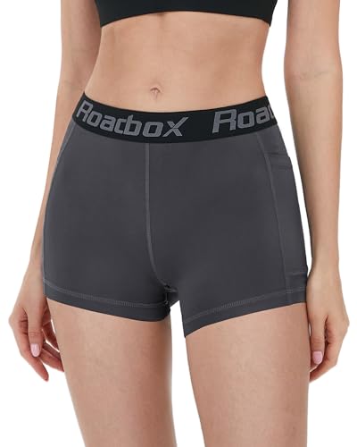 Roadbox 4" Women's Spandex Compression Shorts, 3 Pack Volleyball Shorts Athletic Biker Shorts for Workout Running Gym Yoga2