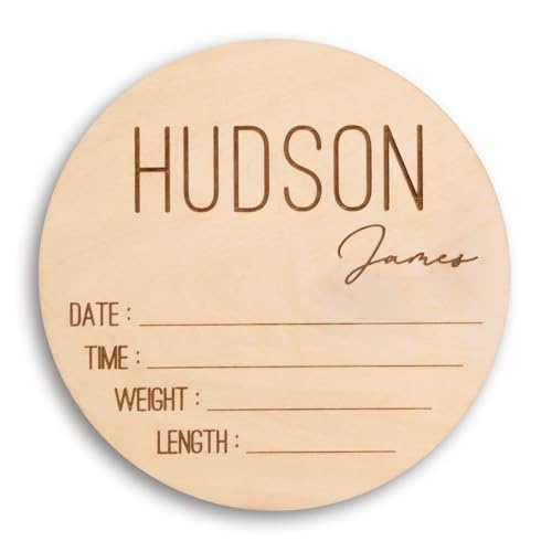 Image of Party to Be Personalized Birth Announcement Sign for Hospital, Custom Wooden Newborn Baby Name Sign with Birth Stats (202602A)