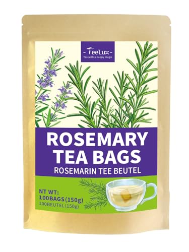 TeeLux Rosemary Tea Bags 100 Count, Natural Premium Rosemary Leaves Tea, Smooth & Aromatic, Caffeine Free