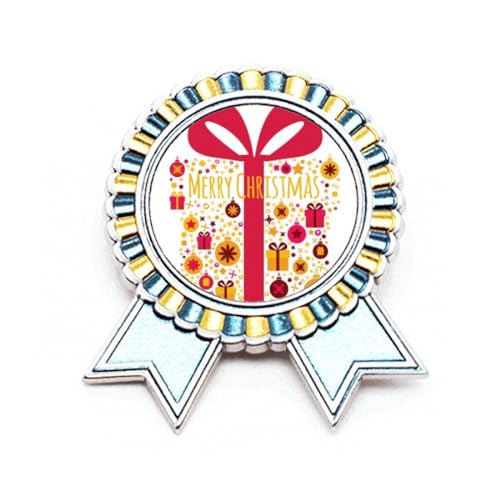 Broche de Noël festive transparente en métal taille M pour accessoire de veste