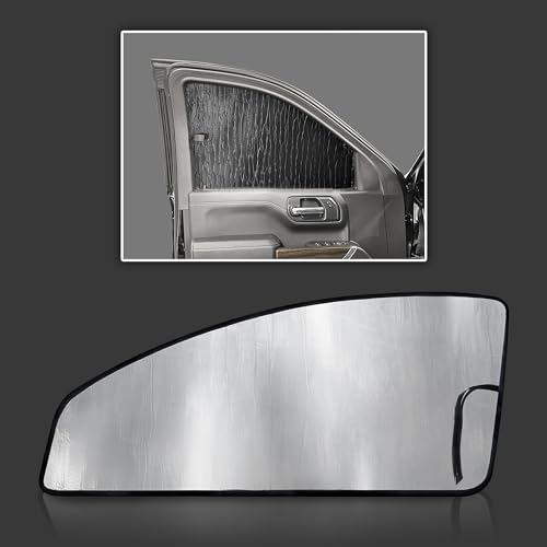 Custom Fit Front Side Window Sunshades (2pcs) for 2019 2020 2021 2022 2023 2024 2025 Chevrolet Silverado 1500 (Crew & Double Cab Only), UV Reflector Privacy Insulated Protection (Made in USA)
