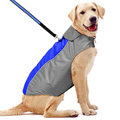 YFbrite Waterproof Dog Coat - Lightweight Pet Raincoat | Adjustable Warm Jacket | Dog Cloth for All Breeds Sizes (Blue, X-Large)