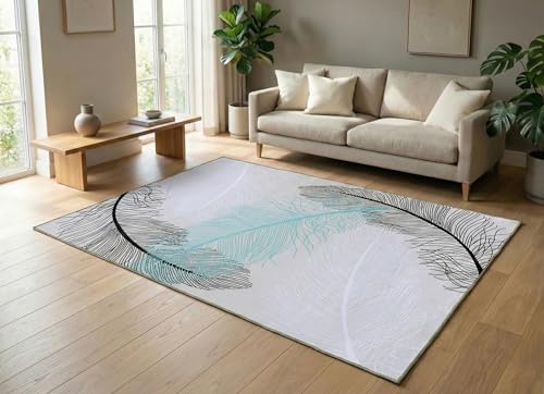 Image of BLUSH & BLOOM 4 x 6 Feet Area Rugs Washable Rug: Modern Abstract Living Room Rug Soft Anti-Skid Thin Carpet Indoor Floor Non-Shedding Carpets for Bedroom Dining Farmhouse Nursery Home Office