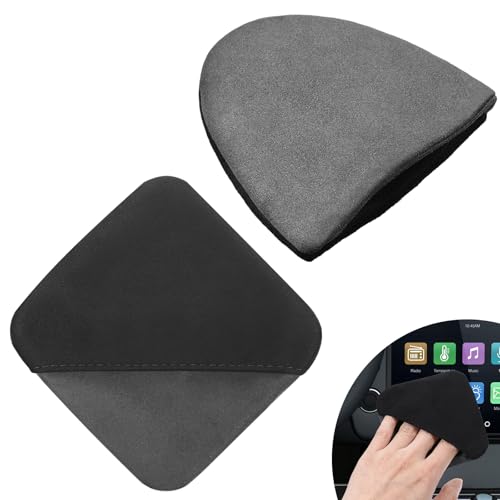 Tucnoeu 2Pcs Car Touch Screen Cleaner Cloth,Square Triangle Microfiber Car Screens Cleaners,Black Auto Screen Cleaning Pad Cars Interior Cleaner Wipes for Vehicle Dashboard LCD Display