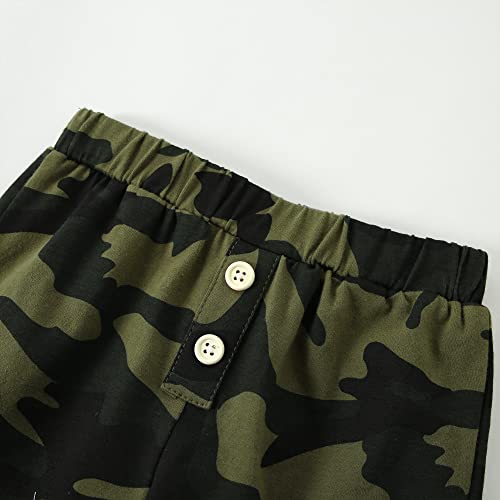 Disaur Toddler Boy Clothes Baby Outfits, Infant Boys Summer Short T-Shirt +Camouflage Pants 2Pcs Clothing Set 1 2 3 4 5 T (Green, 4-5T) #TOP5