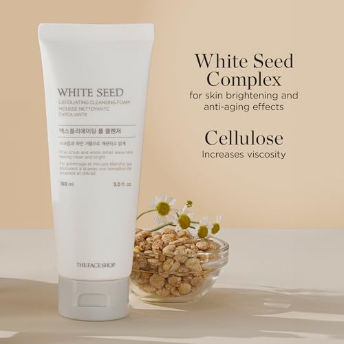 The Face Shop White Seed Exfoliating Cleansing Foam | Face Wash, Deep Clean, Complexion Brightening, Dead Skin Removal | Skin Texture & Clarity Improvement, Dullness Reducing, 5.07 Fl Oz - Image 5