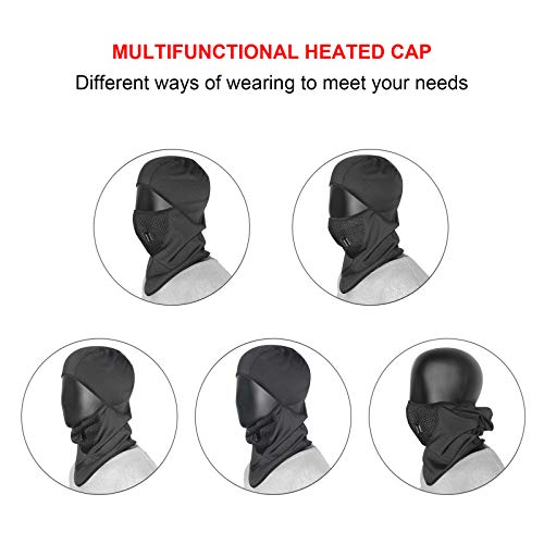 V.step Usb Heated Balaclava, Wire Control Heated Ski Mask With Timer Design Windproof Heated Hat Baklava Face Mask For Motorcycle Riding Men Women (No Battery), Black #TOP5