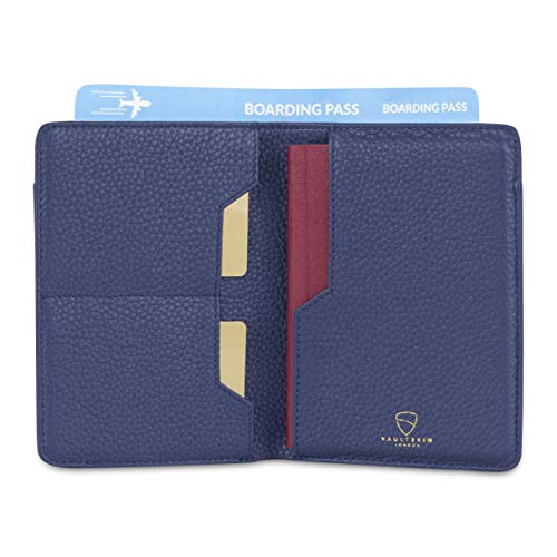 Vaultskin Kensington Passport And Vaccine Card Holder For Travel With Rfid Blocking, Leather Card Case Cover For Men And Women (Matt Blue) #TOP1
