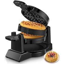 1400W Waffle Maker, Double Belgian Waffle Maker 180Flip, Waffle Iron 8 Slices, Rotating & Nonstick Plates, Removable Drip Tray for Easy Clean, Locking Buckle & Cool Touch Handle, Black