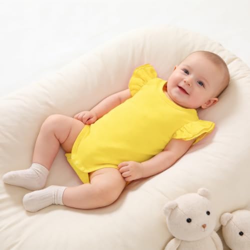Image of LYSMuch Toddler Baby Girls T Shirt Ruffle Sleeveless Kids Cotton Tshirt Solid Color Blouse