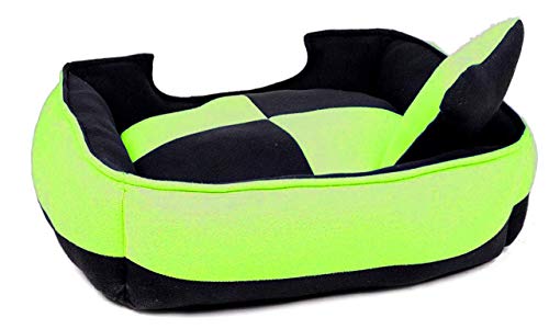 Image of Petslover Ultra Soft Fleece Fabric Polyester Filled Sofa Reversible Dog /Cat Beds, Green & Black (Export Quality) - Medium