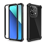 Asuwish Phone Case for Xiaomi Redmi Note 13 4G Cover Rugged Shockproof Hard Drop Proof Full Body Protective Heavy Duty Hybrid Mobile Dual Layer Slim Soft Cell Accessories Note13 G4 Lte Women Men Black