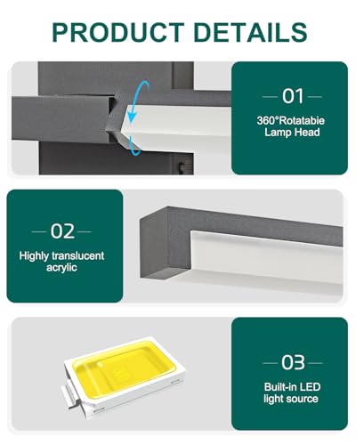 Image of OKELI Modern Bathroom Light Fixtures Over Mirror, 32 Inch Matte Black Vanity Light Bar for Bathroom, 16W 5CCT Diammable Wall Light - 2Pack