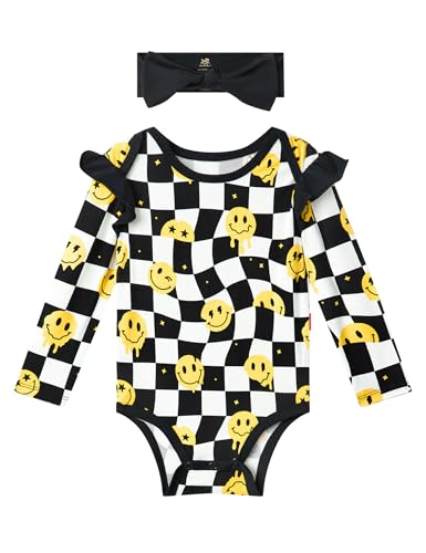 Image of EASWEET Baby Boy Girl Bodysuit Long Sleeve Bamboo-Derived Viscose One-Piece Romper