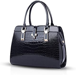Nicole&Doris Ladies Handbags Fashion Zipper top Handle Bag Leather Shoulder Messenger Bag for Women(Black)