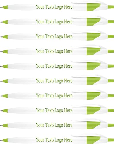 SyPen Personalized Pens With your Custom Logo or Text-500 Pack Bulk-for Businesses, Parties, and Events, Custom Printed Slim Ballpoint Click Pens, Lime Trim Color, Black Ink