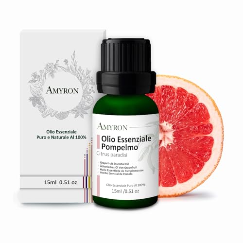 Olio Essenziale Pompelmo AMYRON 15ml | Citrus Paradisi | Naturale E Puro Al 100% Ideale Per Aromaterapia E Diffusore Oli Essenziali | Massaggi aromatici | Uso Alimentare | Terapeutico Senza OGM.