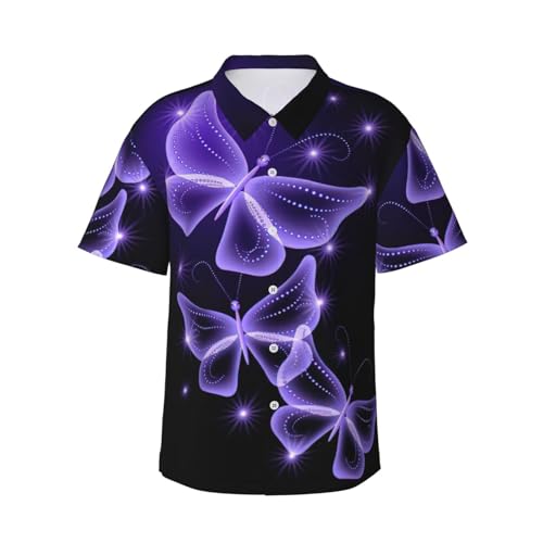 Chemise hawaïenne papillon violet pour vos soirées d'été et vacances à la plage