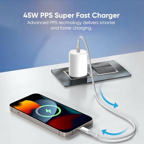Image of MAK 45W USB C Fast Charger Adapter with Type C Cable Compatible with CMF Phone 1 /Nothing Phone 3a Pro /3a /2A /2a Plus /2 /Buds, White