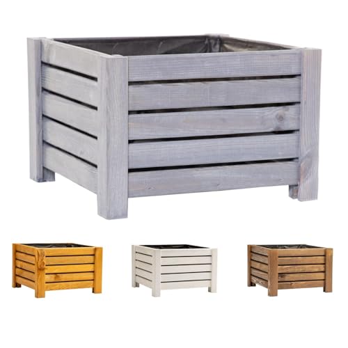 BooGardi Blumenkasten aus Holz · 4 Farben und 2 Größen · Anthrazit 38x38x25cm · Pflanzkasten Garten Balkon Terrasse · Balkonkasten Blumen Kräuter Pflanzen