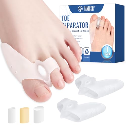Impoditiongs 1 Pares Separador de Dedos de Pie Juanete de Silicona más 3 tapones, Corrector Juanetes Mujer y Hombre, Separador de Dedos de Pie Juanete, Relaja y Estira el Dedo Gordo, Fácil uso