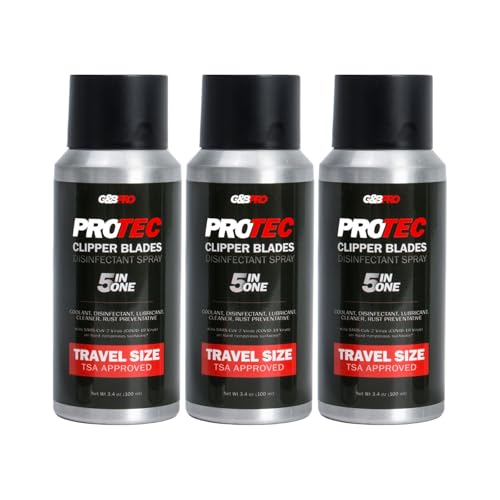 G&BPRO PROTEC Clippper Blade Spray 3.4 oz | Coolant And Cleaner, Rust Preventative, and Travel Size TSA Approved (Pack of 3)