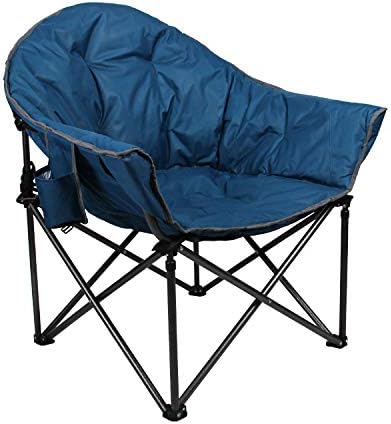 ALPHA CAMP Oversized Camping Chairs Padded Moon Club Chair Portable with Folding Cup Holder and Carry Bag