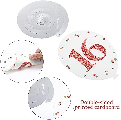 Blulu 30 Count 16th Birthday Party Decorations, 16th Birthday Party Rose Gold Hanging Swirls Ceiling Decorations Shiny Foil Swirls for 16th Birthday Decorations 16 Years Old Party Supplies