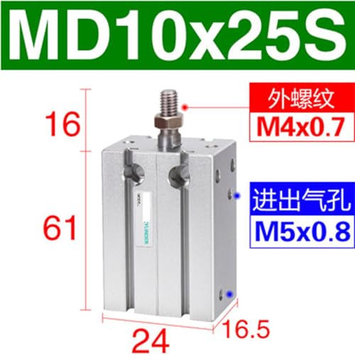 Cilindro MD10X25S de instalación libre multiposición compacto 3