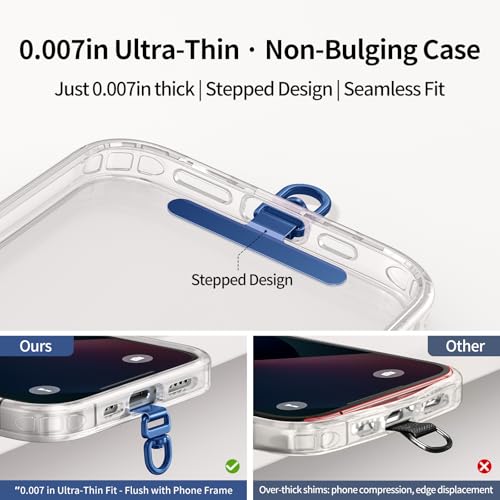 Image of saxsion Phone Tether Tab & Lanyard Tab, 360 Swivel Clip - Ultra Thin Stainless Steel Universal Patch for All Phone Cases